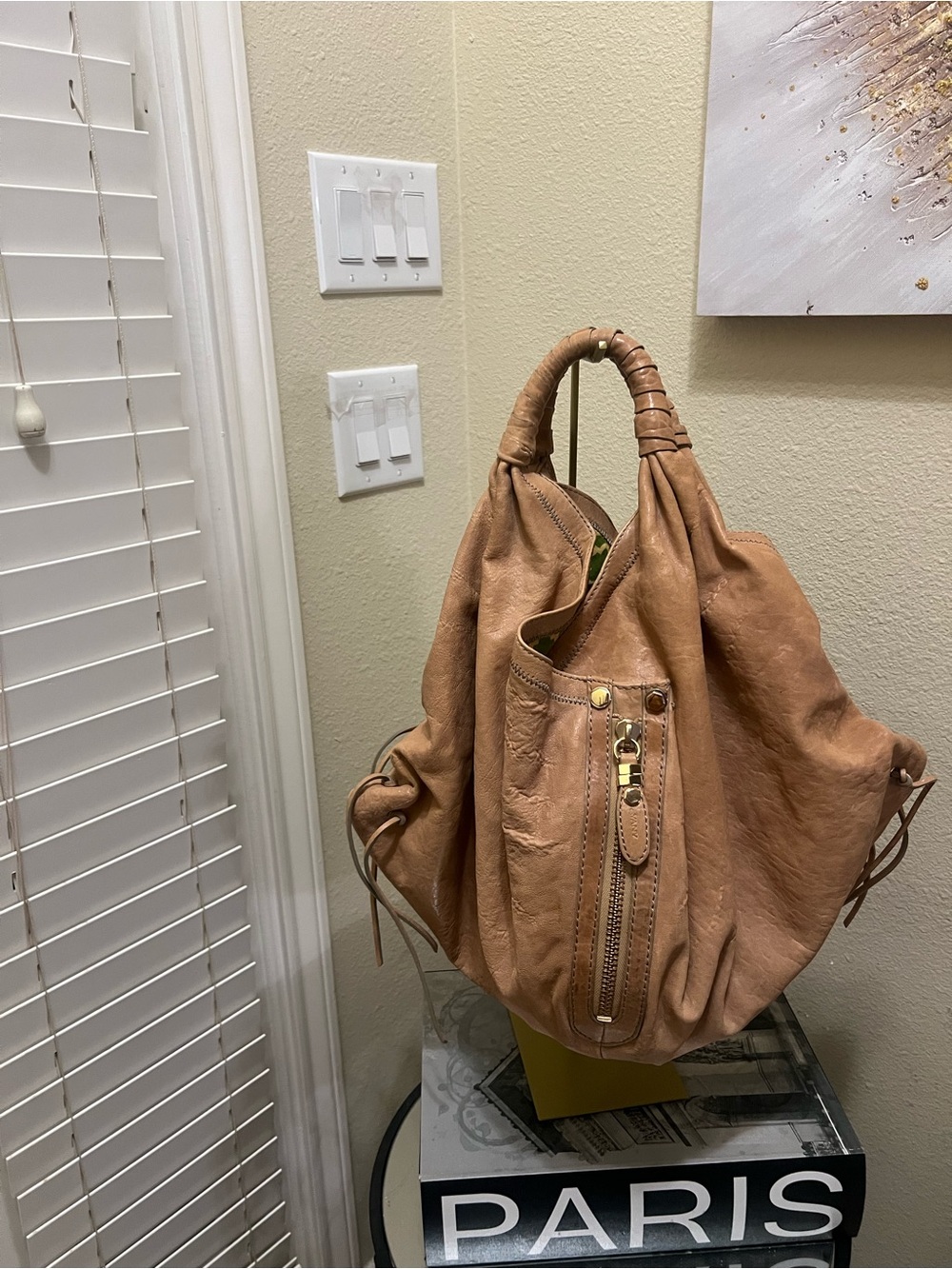 orYANY Cognac Leather Hobo Bag